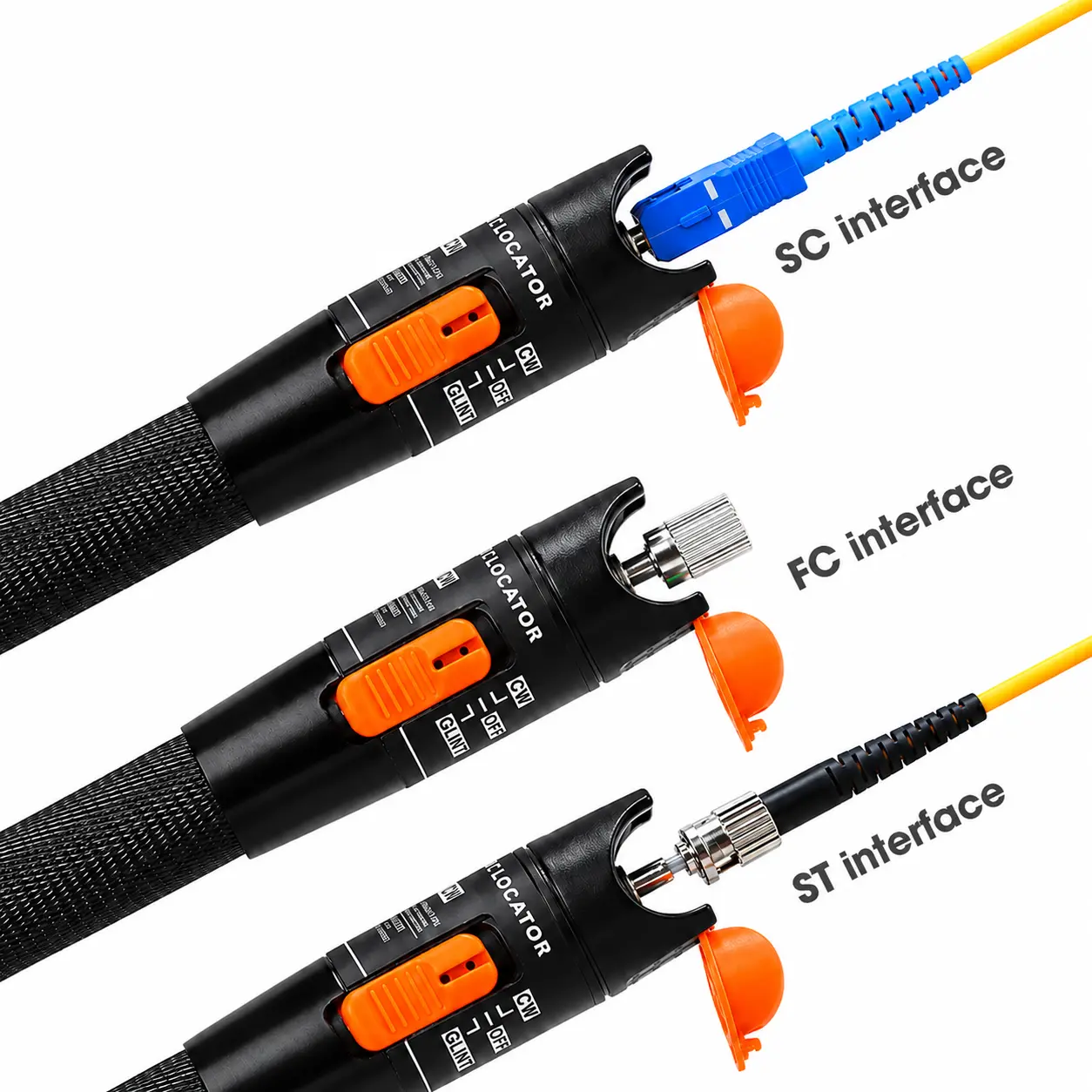 Localizadores Visuales de Falla de fibra de 10mW con conectores SC, FC y ST